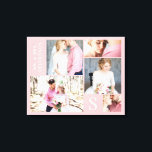 Light Pink Wedding Photo Collage with 5 Pictures Canvas Print<br><div class="desc">Stylish and beautiful 5 wedding photography images - Custom keepsake collage wrapped canvas with colour block design in pastel light pink and white - with your monogrammed initial letter, Mr. and Mrs. personalised last name text, and 5 wedding day images! It's fun to create, and I have made it super...</div>