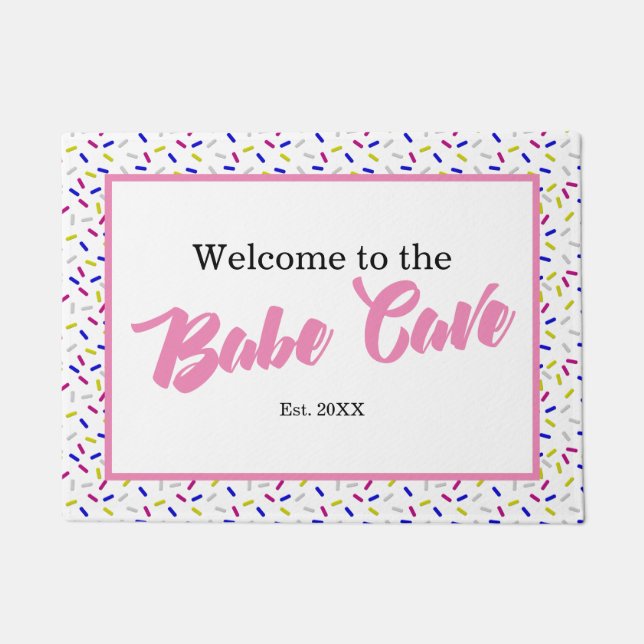Light Pink Welcome to the Babe Cave  Doormat (Front)