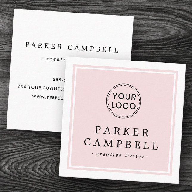 Light pink white border your logo minimalist square business card (Light pink white border your logo minimalist square business card)