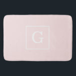 Light Pink White Framed Initial Monogram Bath Mat<br><div class="desc">Solid Colour Background,   White Framed Initial Monogram  =========

 A stylish solid background with a white framed area for your monogram,  name or other text.  You can also change the text font,  change the font size and colour,  move the text,  etc.  

 2014 ©FantabulousPatterns All rights reserved</div>