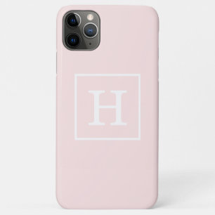 Light Pink White Framed Initial Monogram Case-Mate iPhone Case