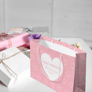 Light pink white hearts Valentine's Day Large Gift Bag