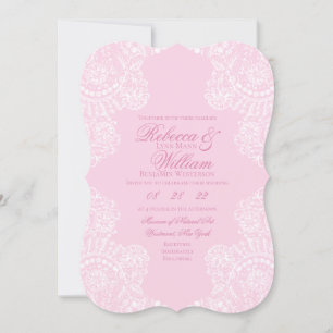 Light Pink White Lace Elegant Vintage Wedding Invitation