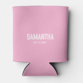 light pink & white monogram initial can cooler