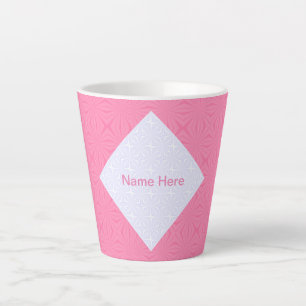 Light Pink White Squiggly Squares Personalised Latte Mug