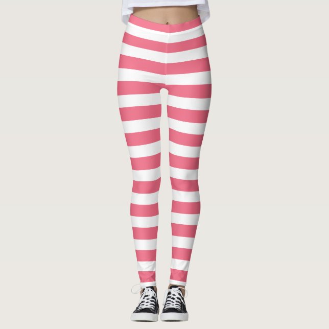 Light Pink & White Stripe Leggings (Front)