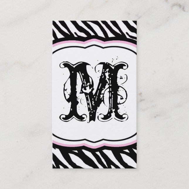 Light Pink White Zebra Print Pattern Business Card (Front)
