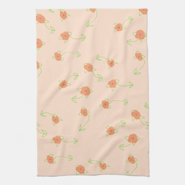 Light Pink With Coral Tea Towel (Vertical)