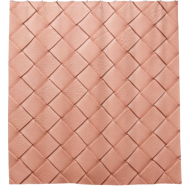 Light pink woven leather texture shower curtain (Front)