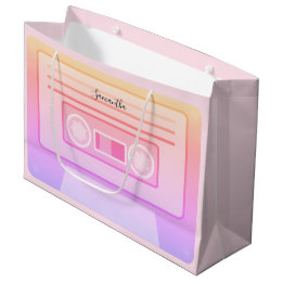 Light Pink Y2k 90s Retro Audio Cassette Custom Large Gift Bag