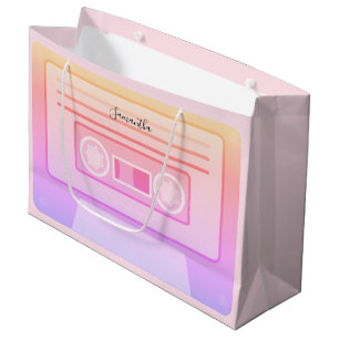 Light Pink Y2k 90s Retro Audio Cassette Custom Large Gift Bag