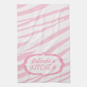 Light Pink Zebra Pattern Tea Towel