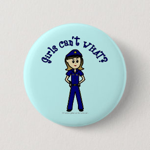 Light Police Officer Girl 6 Cm Round Badge