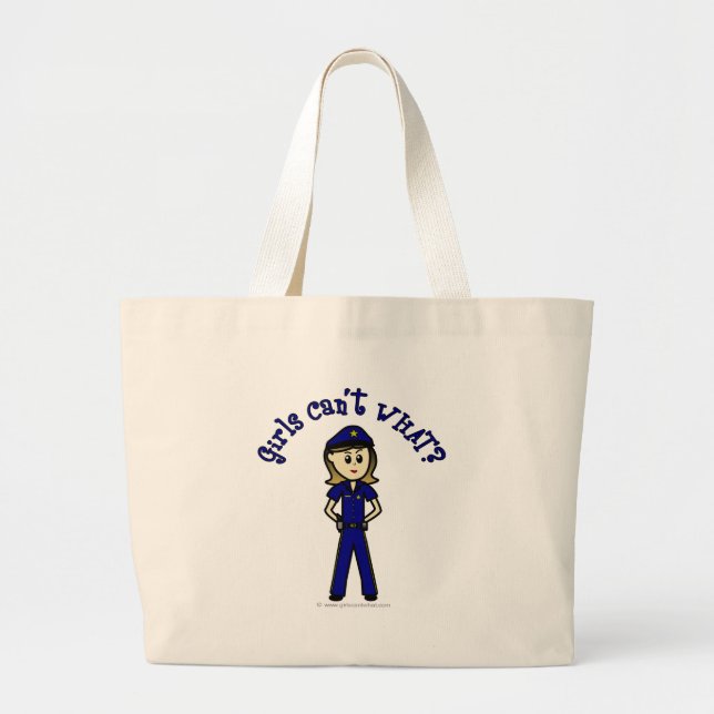Light Police Officer Girl Large Tote Bag (Front)