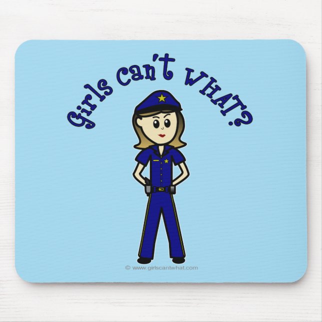 Light Police Officer Girl Mouse Pad (Front)
