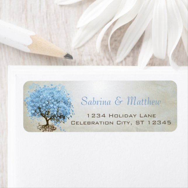 Light Powder Blue Heart Leaf Tree Return Address (Insitu)
