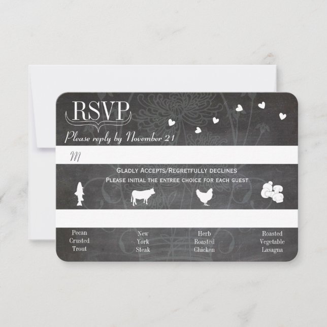 Light Powder Blue Mason Jar Chalkboard Wedding RSVP Card (Front)