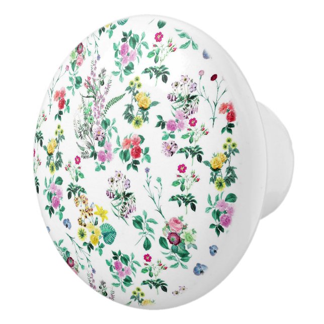 Light Pretty Summer Floral Pattern Ceramic Knob (Right)