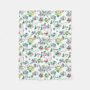 Light Pretty Summer Floral Pattern Fleece Blanket