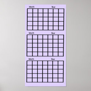 Light Purple 3 Month Calendar Poster