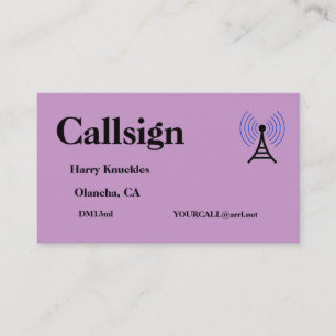 Light Purple Amateur Radio Call Sign Business Card