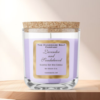 Light Purple and Gold Foil Candle Label
