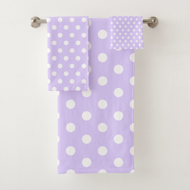 Light Purple and White Polka Dot  Bath Towel Set (Insitu)