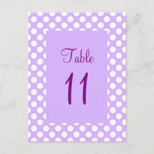 Light Purple and White Polka Dot Table Number Post Postcard