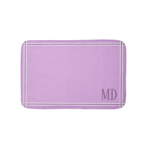 Light Purple and White Striped Custom Initials Bath Mat