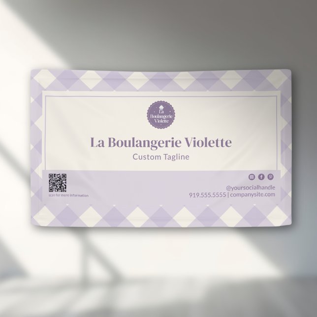 Light Purple Bakery Gingham QR Code Event Display Banner (Creator Uploaded)