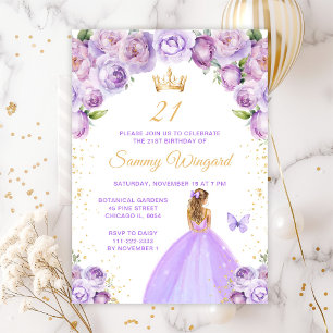 Light Purple Blonde Hair Princess Birthday Party Invitation