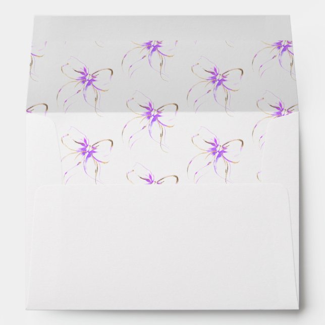 Light Purple Bow Whimsical Modern Elegant Chic Envelope (Back (Bottom))