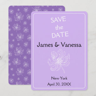 Light purple colour and white peonies. save the date