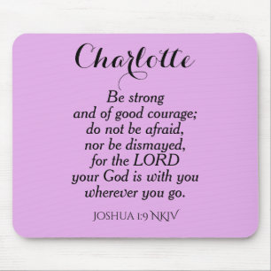 Light Purple Courage Bible Verse Custom Name Mouse Pad
