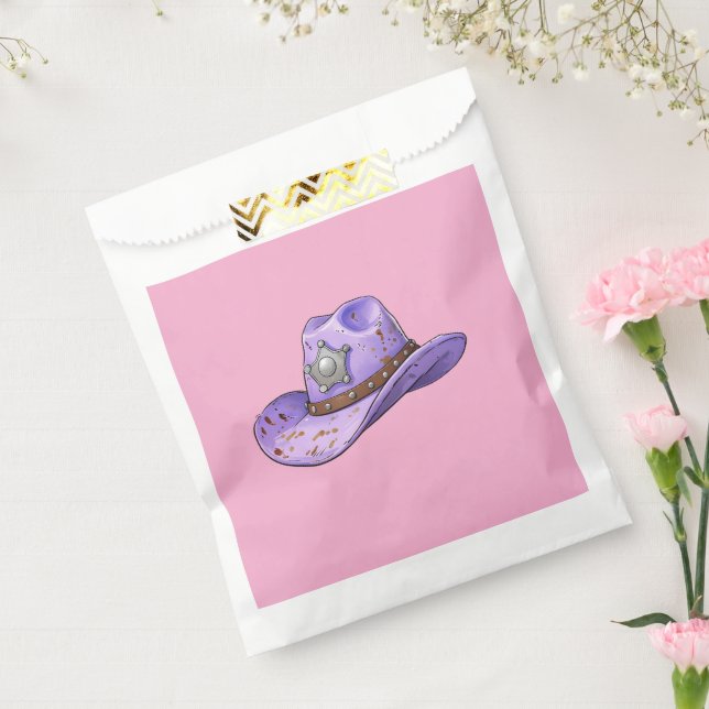 Light Purple Cowgirl Hat-Pink Background Favour Bags (Sealed)