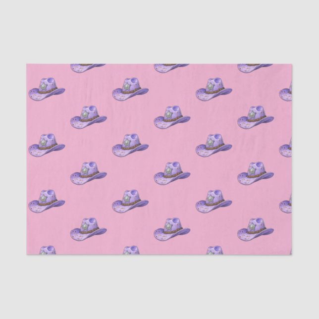 Light Purple Cowgirl Hat-Pink Background Tissue Paper (Front)