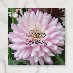 Light Purple Dahlia Flower Happy Birthday Favour Tags
