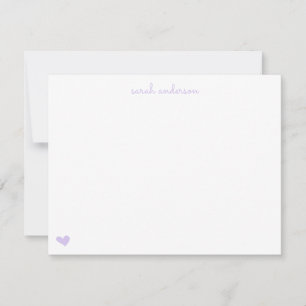 Light Purple Doodle Heart Personalised Stationery Card