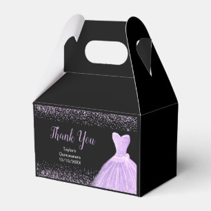 Light Purple Dress Faux Glitter Quinceanera Favour Box