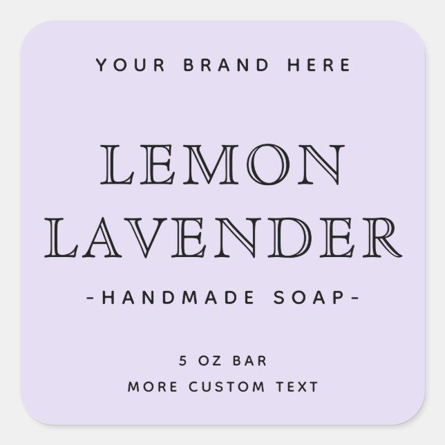 Light purple elegant minimal square product labels (Front)