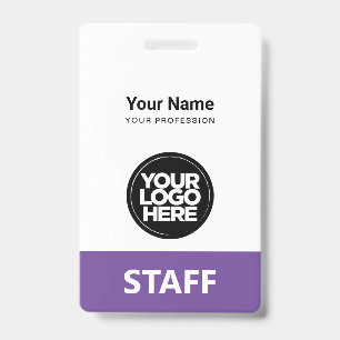 Light Purple Employee Name Business Logo Staff Tag ID Badge