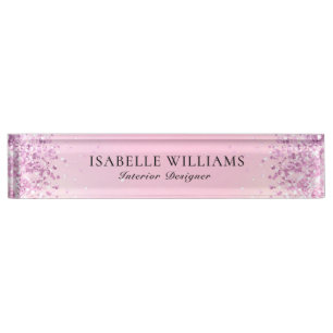 Light Purple Faux Glitter Nameplate