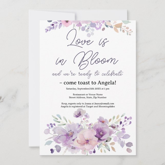 Light Purple Floral Bridal Shower Invitation (Front)