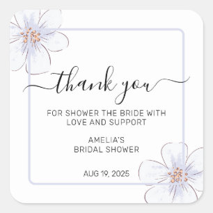 Light Purple Floral Bridal Shower Square Sticker