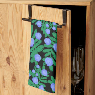 Light Purple Floral Flowers And Green Leaf Plants Tea Towel