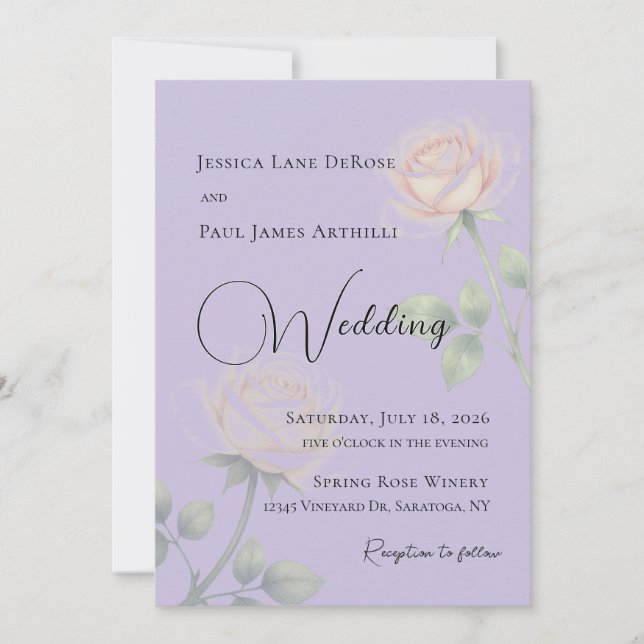 Light Purple Floral Wedding Invitation (Front)