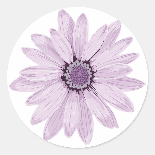 Light Purple Flower Classic Round Sticker (Front)