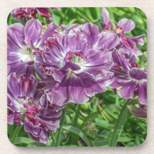 Light purple flowers hard plastic coasters