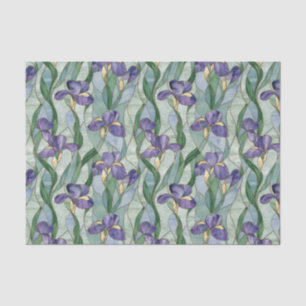 Light Purple Flowers Stained Glass Effect Tissue Paper