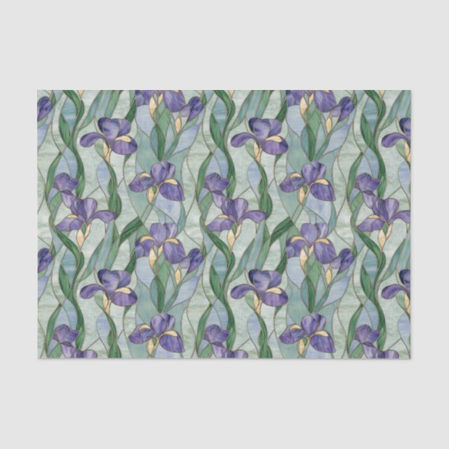 Light Purple Flowers Stained Glass Effect Tissue Paper (Front)